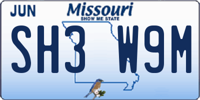 MO license plate SH3W9M