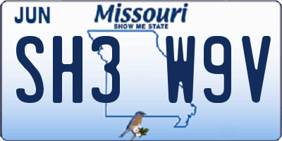 MO license plate SH3W9V