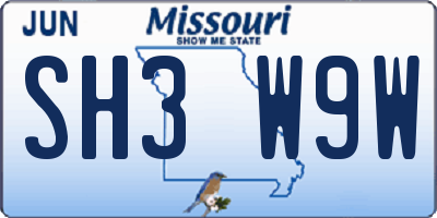 MO license plate SH3W9W