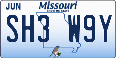 MO license plate SH3W9Y
