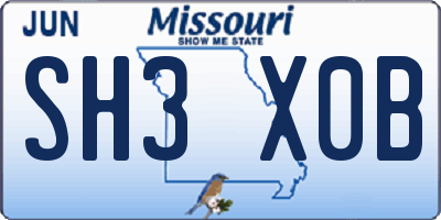MO license plate SH3X0B