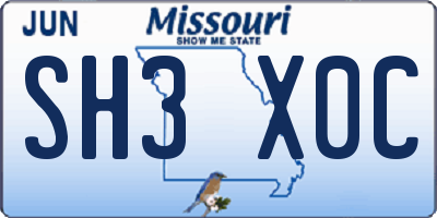 MO license plate SH3X0C