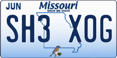 MO license plate SH3X0G