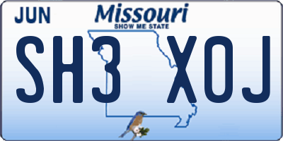 MO license plate SH3X0J
