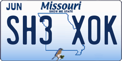 MO license plate SH3X0K