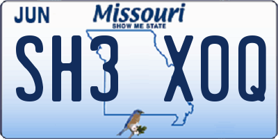 MO license plate SH3X0Q