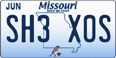 MO license plate SH3X0S