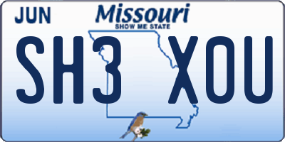 MO license plate SH3X0U