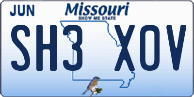 MO license plate SH3X0V