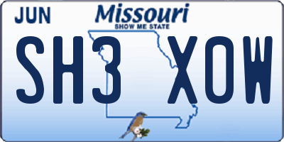 MO license plate SH3X0W