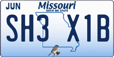 MO license plate SH3X1B