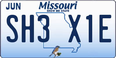 MO license plate SH3X1E