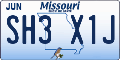 MO license plate SH3X1J
