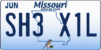 MO license plate SH3X1L