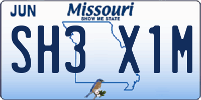 MO license plate SH3X1M