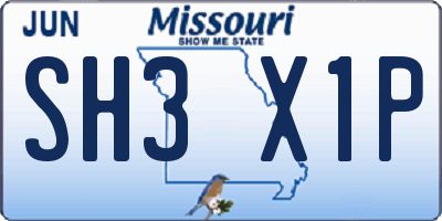 MO license plate SH3X1P