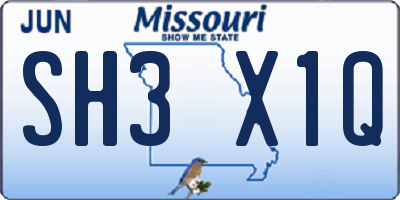 MO license plate SH3X1Q