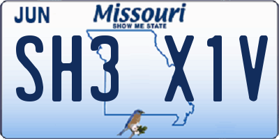 MO license plate SH3X1V