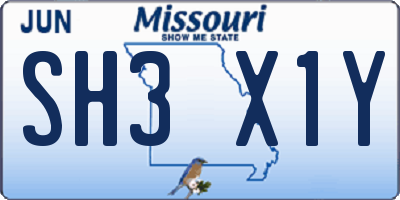 MO license plate SH3X1Y