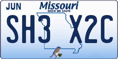MO license plate SH3X2C