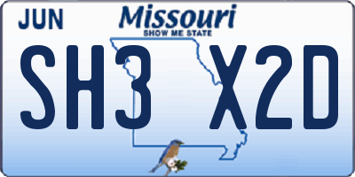 MO license plate SH3X2D