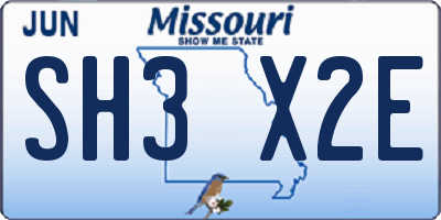 MO license plate SH3X2E