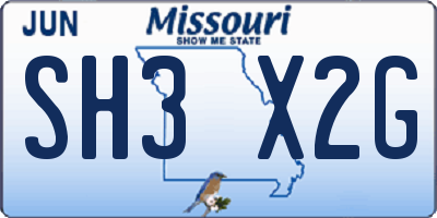 MO license plate SH3X2G