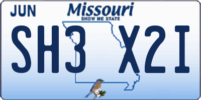 MO license plate SH3X2I