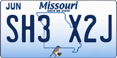 MO license plate SH3X2J