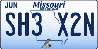 MO license plate SH3X2N