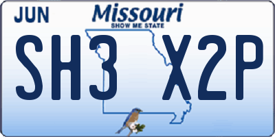 MO license plate SH3X2P