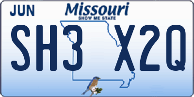 MO license plate SH3X2Q