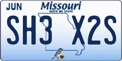 MO license plate SH3X2S