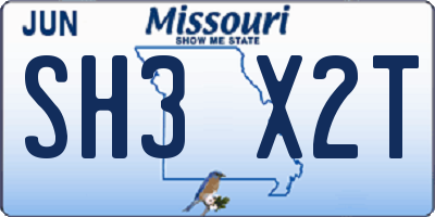 MO license plate SH3X2T