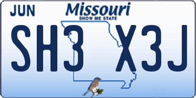 MO license plate SH3X3J