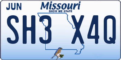 MO license plate SH3X4Q