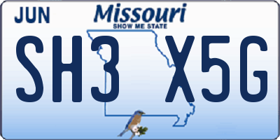 MO license plate SH3X5G