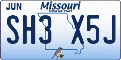 MO license plate SH3X5J