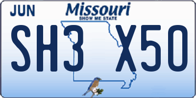 MO license plate SH3X5O