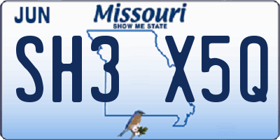 MO license plate SH3X5Q