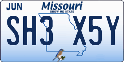 MO license plate SH3X5Y