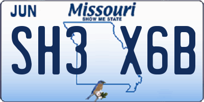 MO license plate SH3X6B