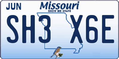 MO license plate SH3X6E