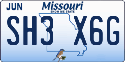 MO license plate SH3X6G