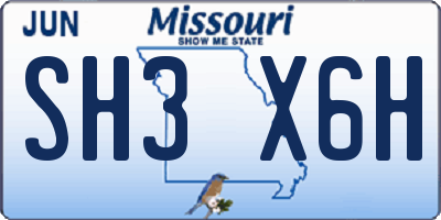 MO license plate SH3X6H