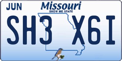 MO license plate SH3X6I