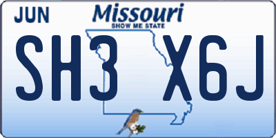 MO license plate SH3X6J