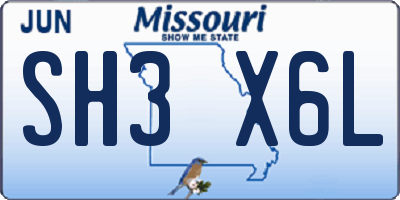MO license plate SH3X6L
