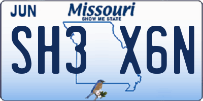 MO license plate SH3X6N