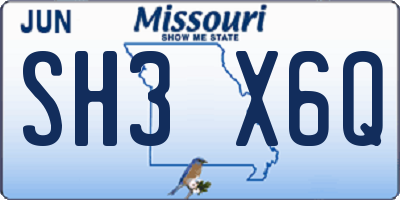 MO license plate SH3X6Q